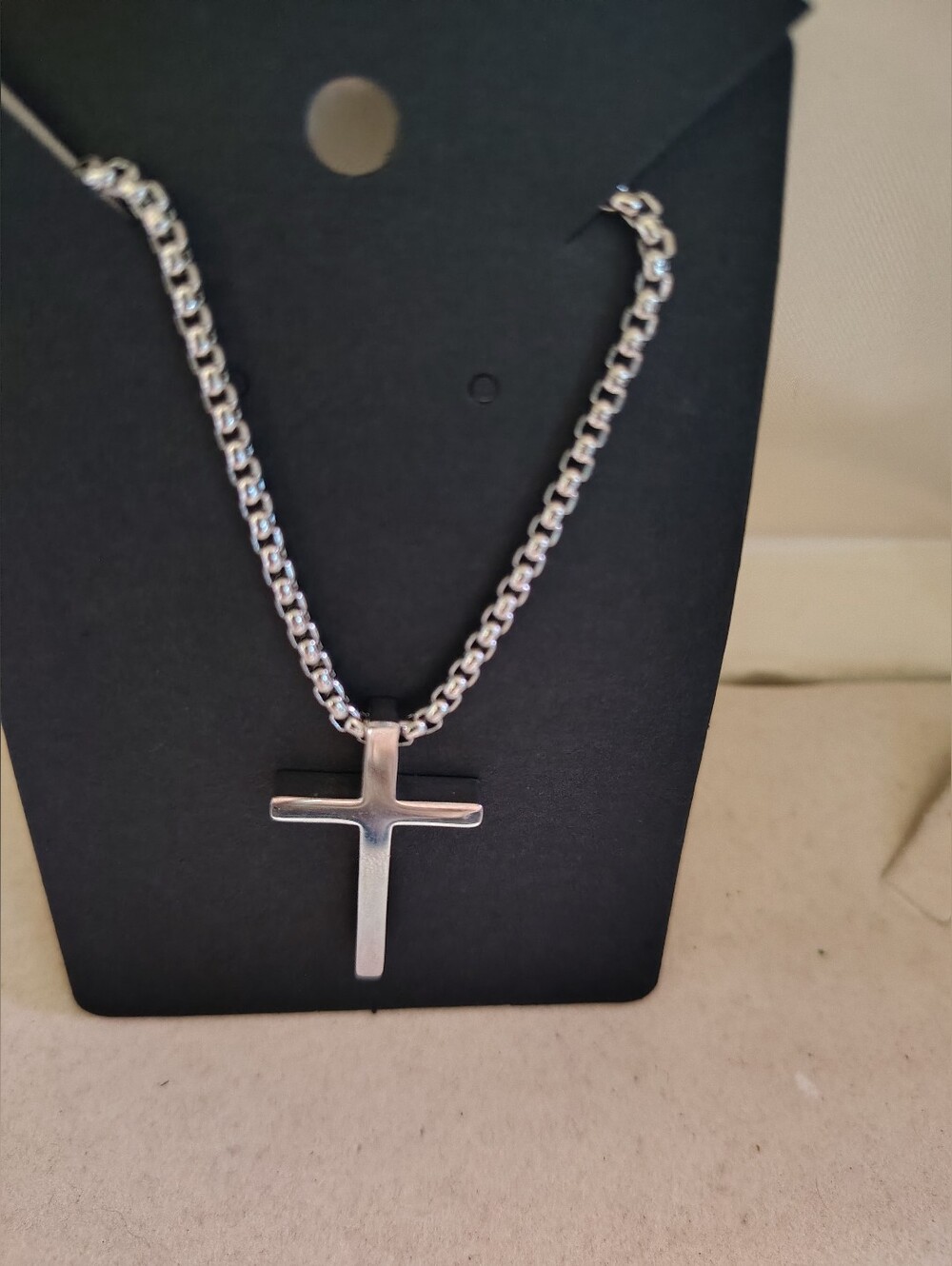 ✝️ 📿 New Classic Silver Cross Pendant Necklace - 20" Box Chain✝️📿